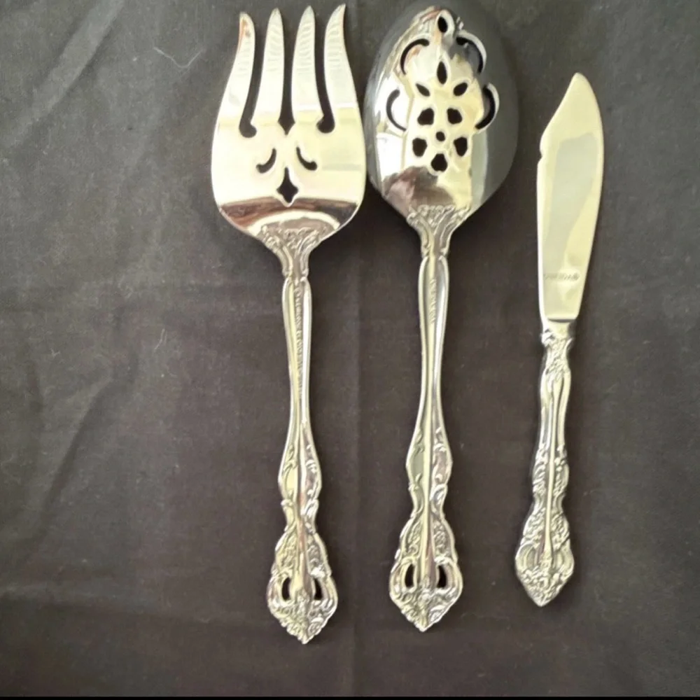 ONEIDA Michelangelo Stainless Steel 3-Pc Serving Set Fork Spoon Knife‎ - Picture 2 of 8